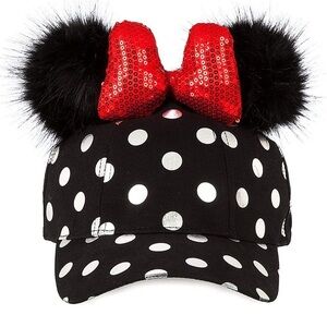 Disney Parks Black Silver Polka Dot Cap with Ears